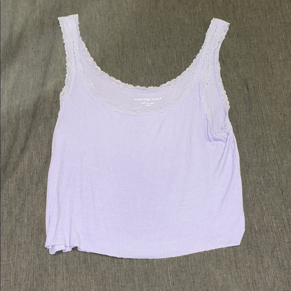 American Eagle Outfitters Purple Fitted Camisole Crop Top